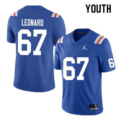 Youth Florida Gators #67 Richie Leonard NCAA Nike Blue Throwback Authentic Stitched College Football Jersey FWG6162NE